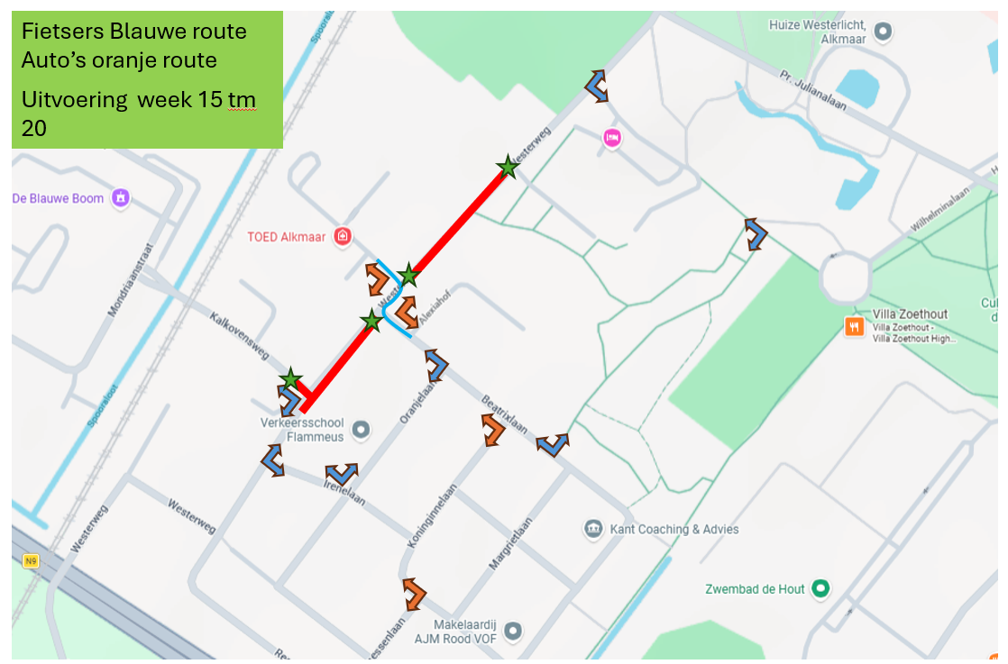 Routekaartje werkzaamheden Westerweg
